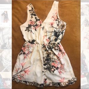 Charlotte russe cream floral romper size L